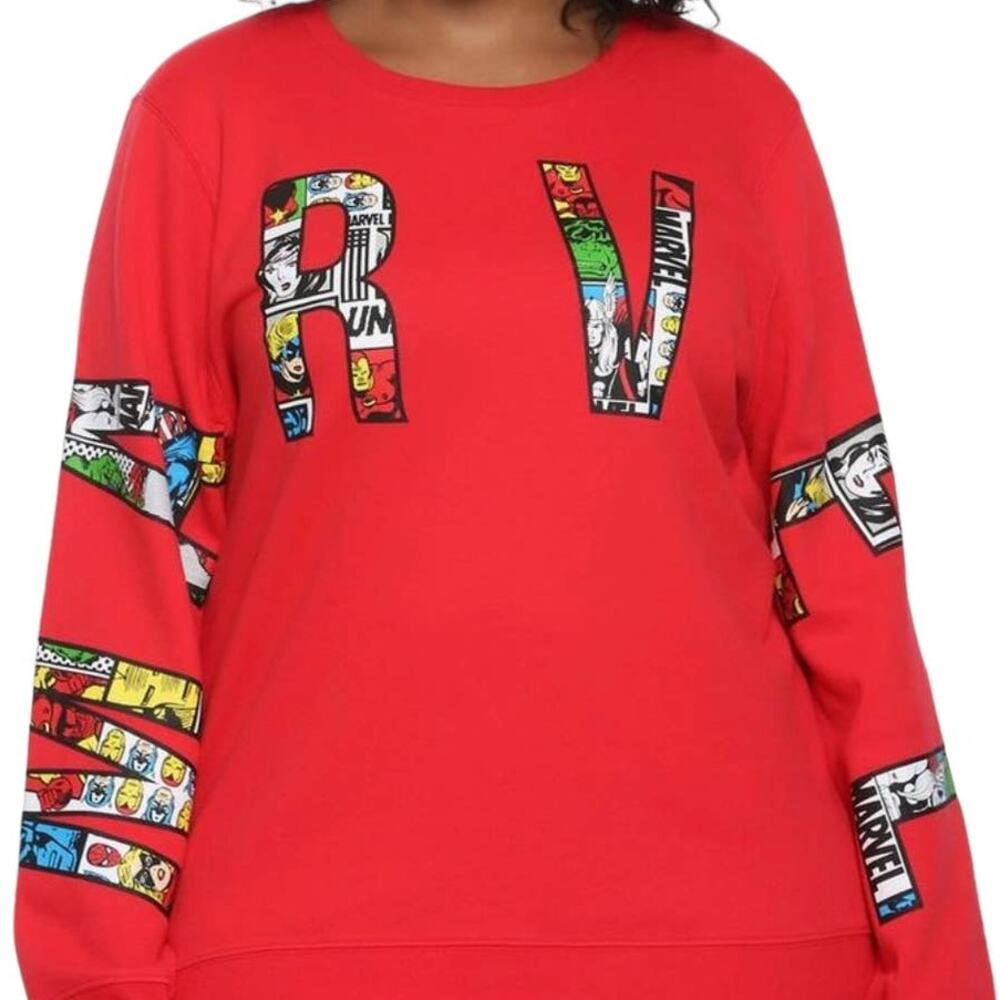 Marvel Avengers Spellout Sweatshirt Bright Red Retro Hot Topic SIZE Med Womens